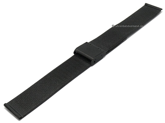 Uhrenarmband 18mm Milanaise schwarz feines Geflecht satiniert mit Schiebeverschluß