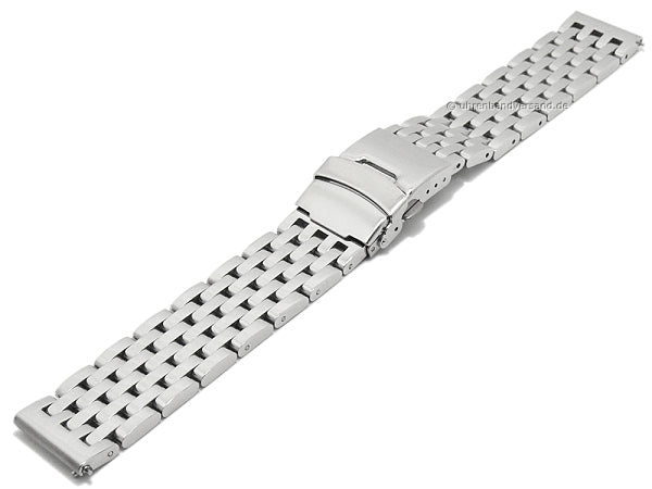 Uhrenarmband 20mm silberfarben Edelstahl massiv poliert Faltschließe mit Schnellwechsel-Stegen