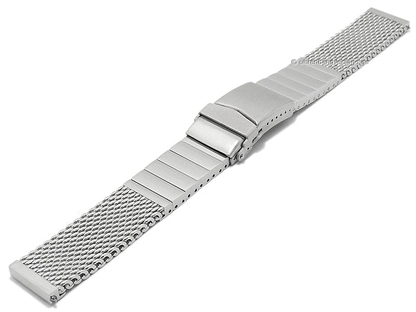 Uhrenarmband 20mm Milanaise Edelstahl schweres Geflecht mit Schnellwechsel-Stegen & Sicherheits-Faltschließe