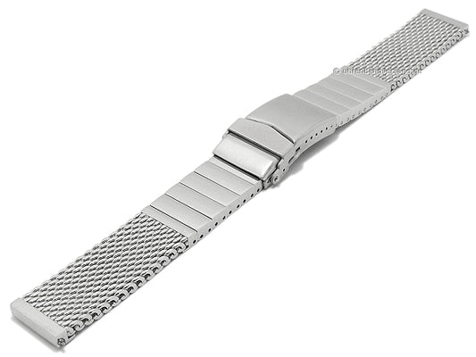 Uhrenarmband 20mm Milanaise Edelstahl schweres Geflecht mit Schnellwechsel-Stegen & Sicherheits-Faltschließe