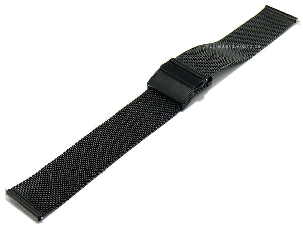 Uhrenarmband 18mm schwarz Milanaise feines Geflecht mit Easy-Click & Faltschließe