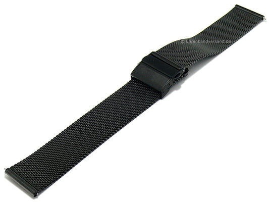 Uhrenarmband 20mm schwarz Milanaise feines Geflecht mit Easy-Click & Faltschließe