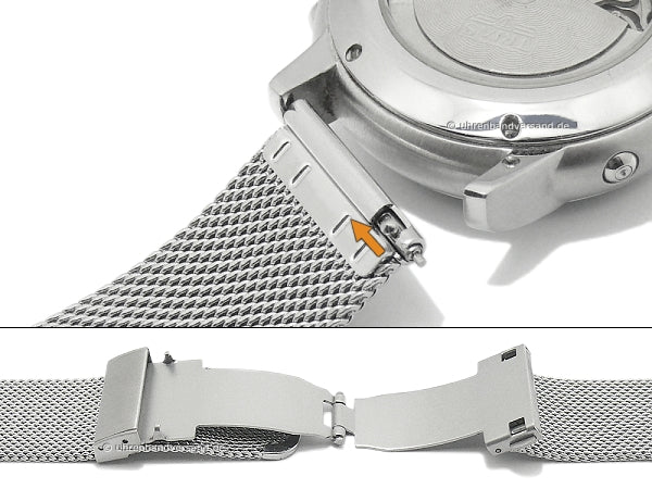 Uhrenarmband 24mm Milanaise stahlfarben feines Geflecht mit Easy-Click & Faltschließe