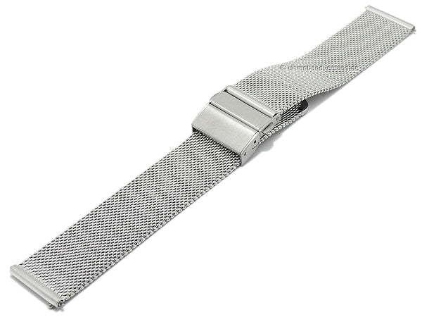 Uhrenarmband 24mm Milanaise stahlfarben feines Geflecht mit Easy-Click & Faltschließe