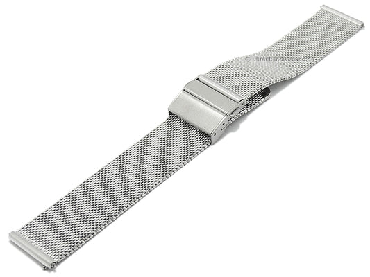 Uhrenarmband 24mm Milanaise stahlfarben feines Geflecht mit Easy-Click & Faltschließe