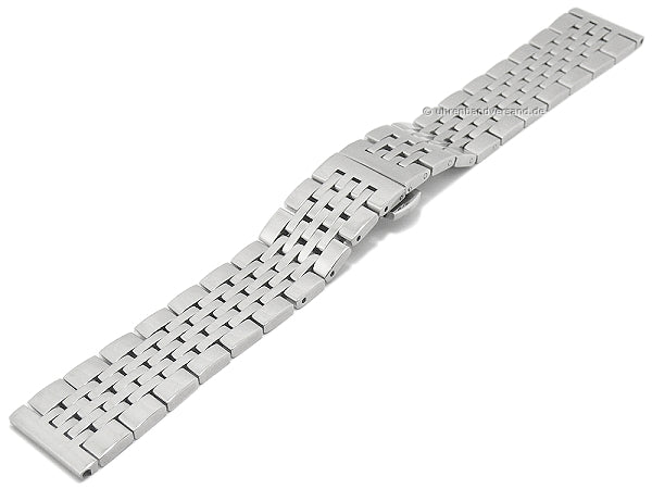 Uhrenarmband 22mm Edelstahl massiv poliert mit Butterfly-Faltschließe