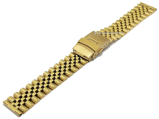 Uhrenarmband 22mm goldfarben Edelstahl massiv teilweise poliert Sicherheits-Faltschließe