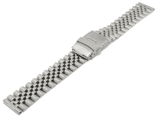 Uhrenarmband 22mm Edelstahl massiv teilweise poliert Sicherheits-Faltschließe