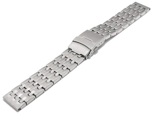 Uhrenarmband 20mm silberfarben Edelstahl poliert mit Sicherheits-Faltschließe