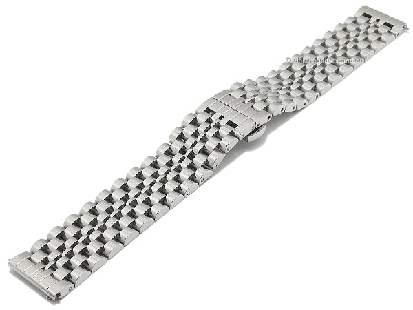 Uhrenarmband 22mm silberfarben Edelstahl massiv poliert mit EASY-CLICK & Butterfly-Faltschließe