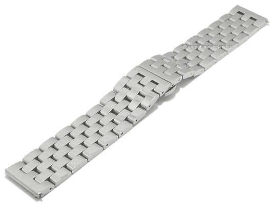 Uhrenarmband 22mm silberfarben Edelstahl massiv poliert mit EASY-CLICK & Faltschließe