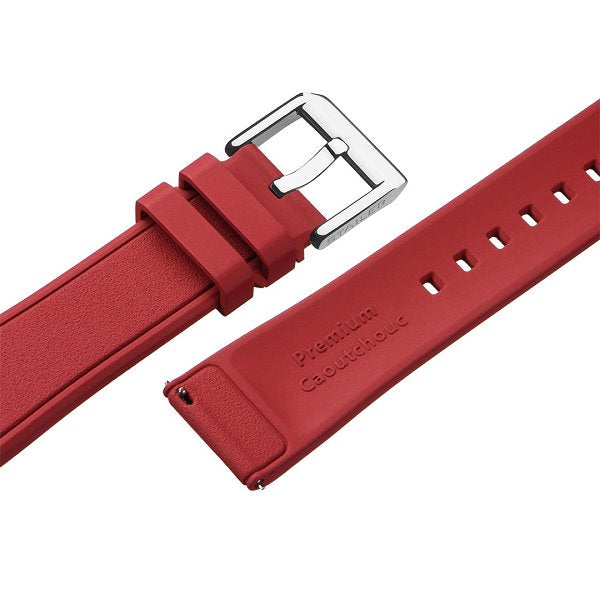 Uhrenarmband Rubber FKM 20mm rot Kautschuk mit EASY-CLICK von STAILER (Schließenanstoß 18 mm)