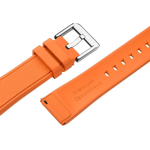 Uhrenarmband Rubber FKM 22mm orange Kautschuk mit EASY-CLICK von STAILER (Schließenanstoß 20 mm)