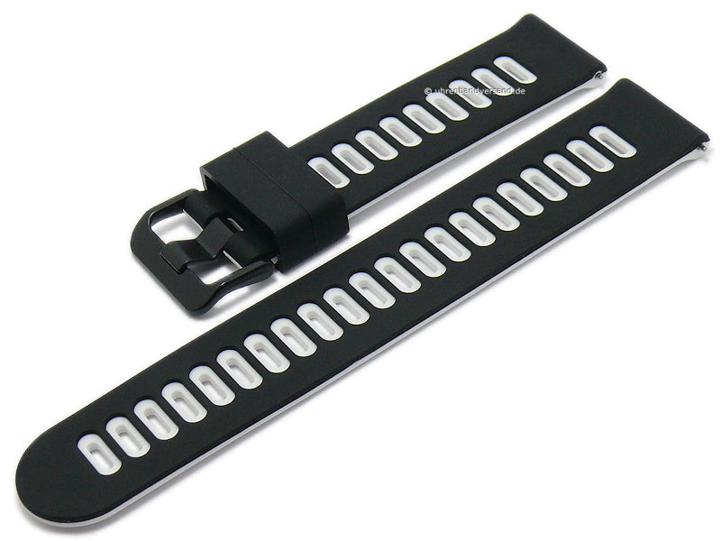 Uhrenband EASY-CLICK Laguna 22mm schwarz/weiß Silikon mit Schnellwechsel-Stegen für sportive Uhren & Smartwatches