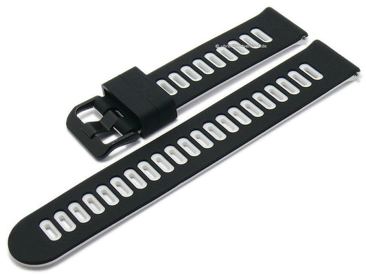 Uhrenband EASY-CLICK Laguna 22mm schwarz/weiß Silikon mit Schnellwechsel-Stegen für sportive Uhren & Smartwatches