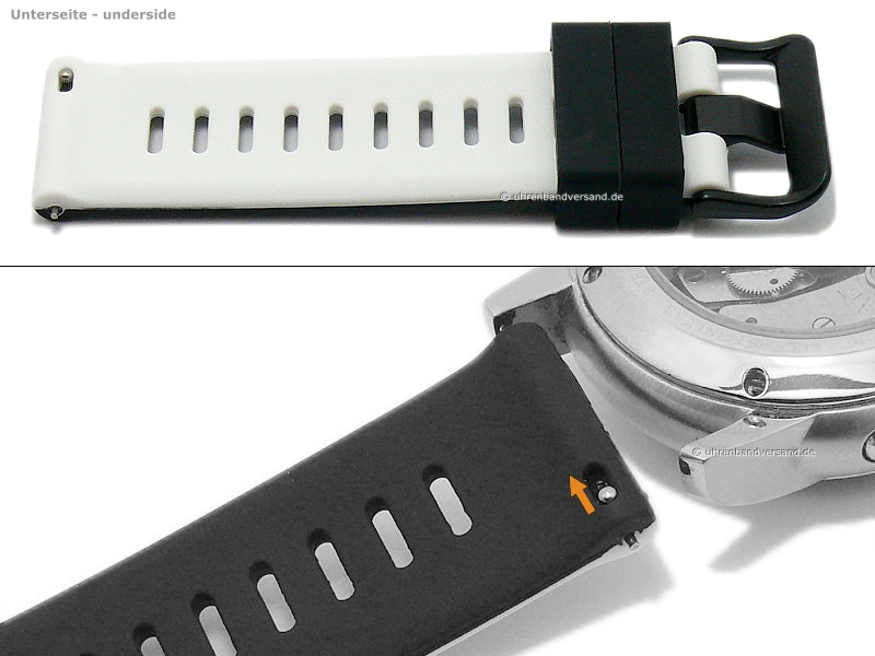 Uhrenband EASY-CLICK Laguna 22mm schwarz/weiß Silikon mit Schnellwechsel-Stegen für sportive Uhren & Smartwatches