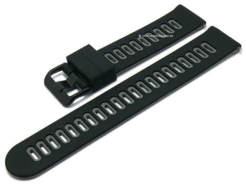 Uhrenband EASY-CLICK Laguna 20mm schwarz/grau Silikon mit Schnellwechsel-Stegen für sportive Uhren & Smartwatches
