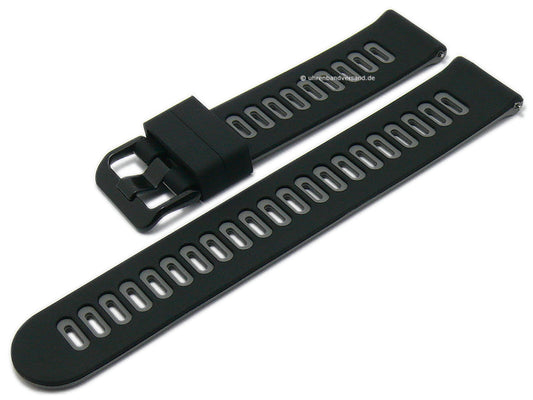 Uhrenband EASY-CLICK Laguna 22mm schwarz/grau Silikon mit Schnellwechsel-Stegen für sportive Uhren & Smartwatches
