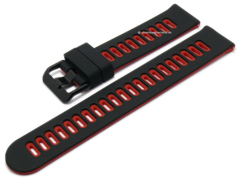 Uhrenband EASY-CLICK Laguna 22mm schwarz/rot Silikon mit Schnellwechsel-Stegen für sportive Uhren & Smartwatches