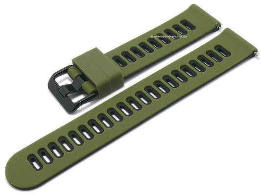 Uhrenarmband 22mm militärgrün/schwarz Silikon mit Schnellwechsel-Federstegen für sportive Uhren & Smartwatches