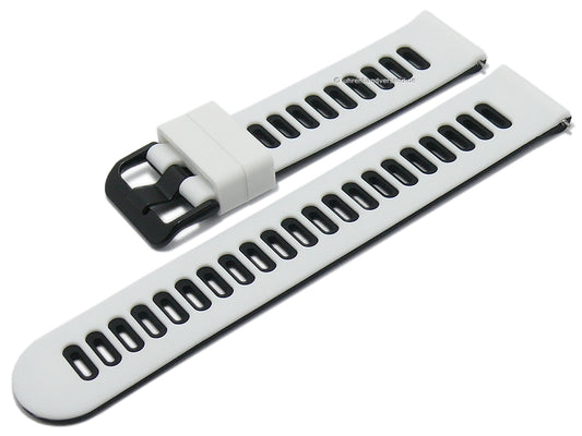 Uhrenarmband 20mm weiß/schwarz Silikon mit Schnellwechsel-Federstegen für sportive Uhren & Smartwatches