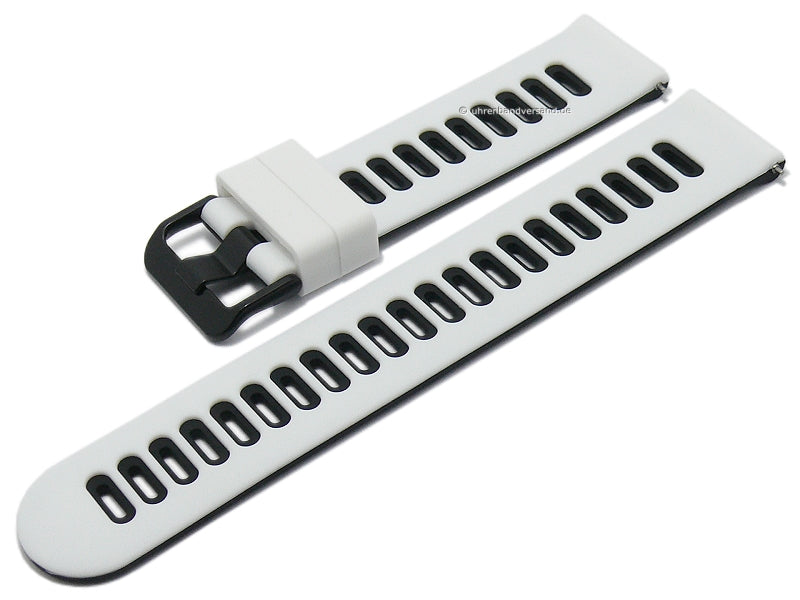Uhrenarmband 22mm weiß/schwarz Silikon mit Schnellwechsel-Federstegen für sportive Uhren & Smartwatches