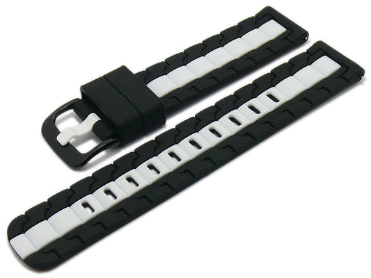 Uhrenarmband 20mm schwarz/weiß Silikon mit Schnellwechsel-Federstegen für Sportuhren & Smartwatches