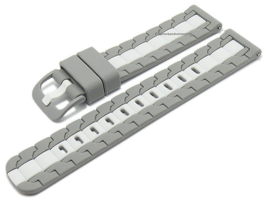 Uhrenarmband 20mm grau/weiß Silikon mit Schnellwechsel-Federstegen für sportive Uhren & Smartwatches