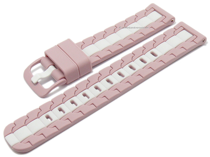 Uhrenarmband 22mm rosa/weiß Silikon mit Schnellwechsel-Federstegen für sportive Uhren & Smartwatches
