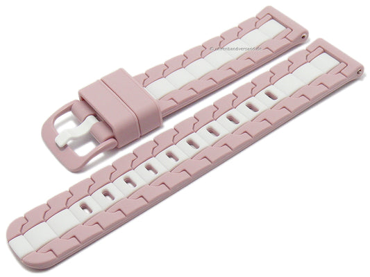 Uhrenarmband 22mm rosa/weiß Silikon mit Schnellwechsel-Federstegen für sportive Uhren & Smartwatches