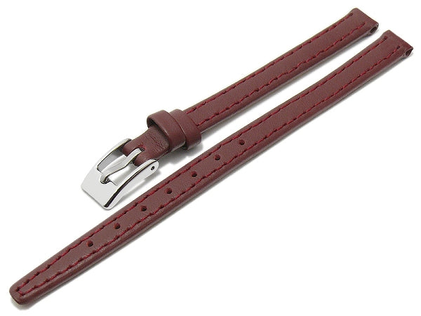 Uhrenarmband Augusta XL (extralang) 08mm bordeaux echt Leder glatt matt abgenäht (Schließenbreite 08 mm)