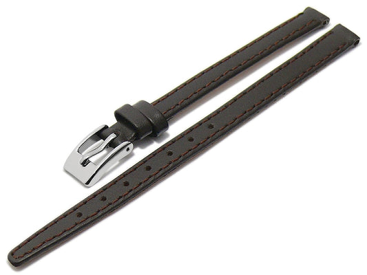 Uhrenarmband Augusta XL (extralang) 08mm dunkelbraun echt Leder glatt matt abgenäht (Schließenbreite 08 mm)