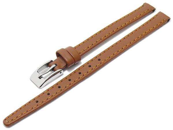 Uhrenarmband Augusta XL (extralang) 08mm hellbraun echt Leder glatt matt abgenäht (Schließenbreite 08 mm)