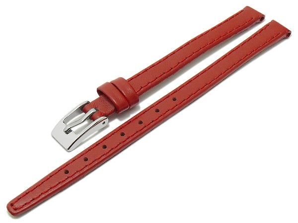 Uhrenarmband Augusta XL (extralang) 08mm rot echt Leder glatt matt abgenäht (Schließenbreite 08 mm)