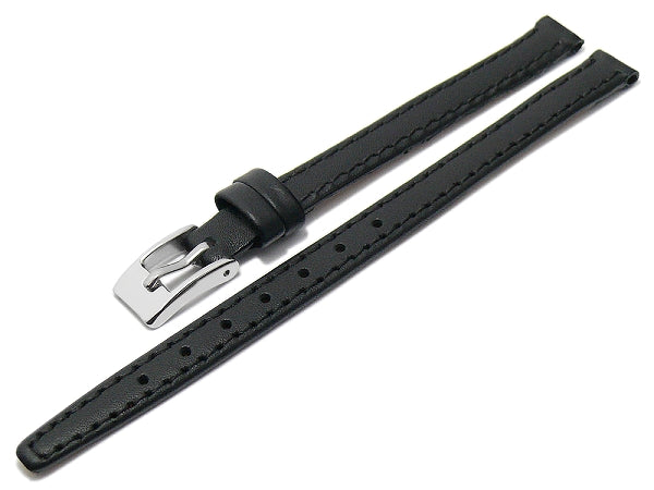 Uhrenarmband Augusta XL (extralang) 08mm schwarz echt Leder glatt matt abgenäht (Schließenbreite 08 mm)