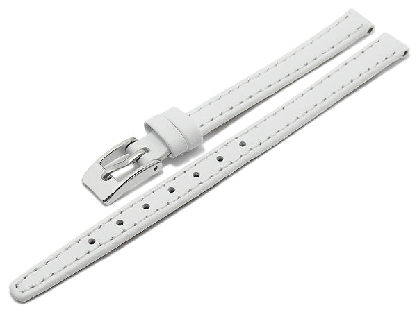 Uhrenarmband Augusta XL (extralang) 08mm weiß echt Leder glatt matt abgenäht (Schließenbreite 08 mm)