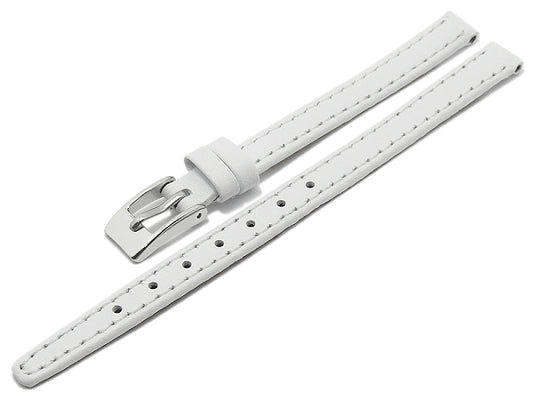Uhrenarmband Augusta XL (extralang) 08mm weiß echt Leder glatt matt abgenäht (Schließenbreite 08 mm)