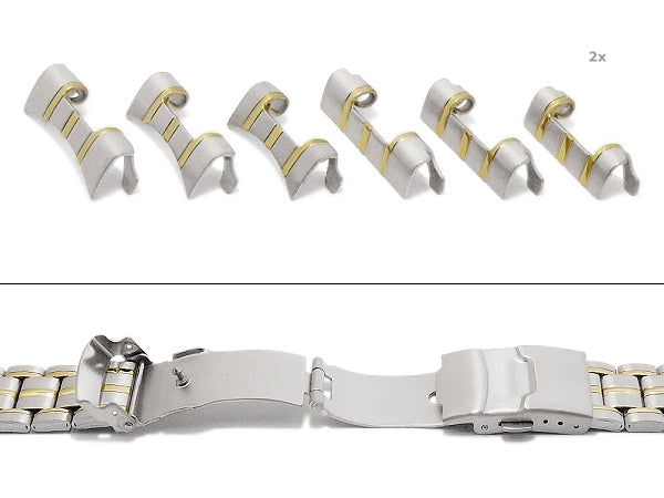 Uhrenarmband 18-20-22mm bicolor Edelstahl teilweise poliert mit Wechselanstoß