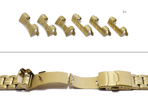 Uhrenarmband 18-20-22mm goldfarben Edelstahl teilweise poliert mit Wechselanstoß
