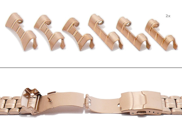Uhrenarmband 18-20-22mm roségoldfarben Edelstahl teilweise poliert mit Wechselanstoß