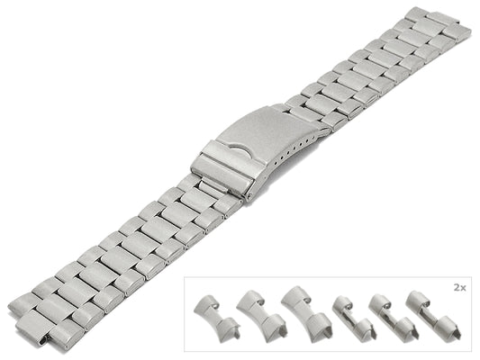 Multianstoß-Uhrenband XL 22-24-26mm Edelstahl teilweise poliert mit Wechselanstößen
