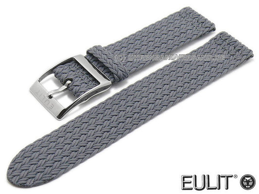 Uhrenarmband Palma Pacific 22mm grau Perlon/Textil flach modisch von EULIT (Schließenanstoß 22 mm)