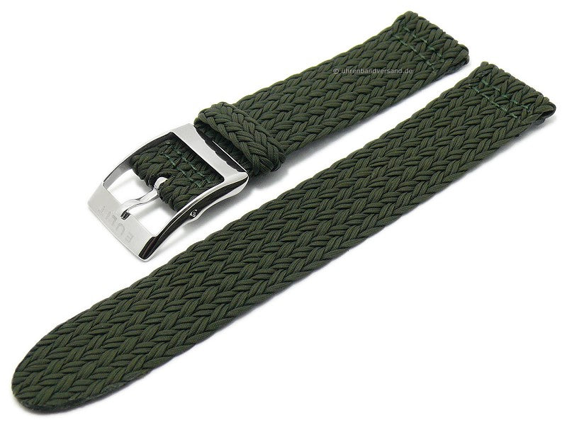 Uhrenarmband Palma Pacific 22mm olivgrün Perlon/Textil flach modisch von EULIT (Schließenanstoß 22 mm)