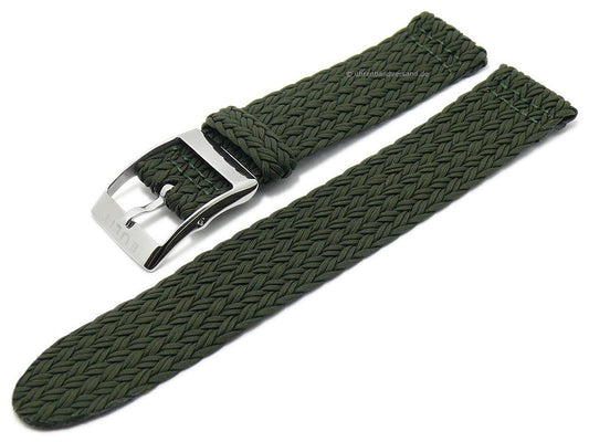 Uhrenarmband Palma Pacific 22mm olivgrün Perlon/Textil flach modisch von EULIT (Schließenanstoß 22 mm)