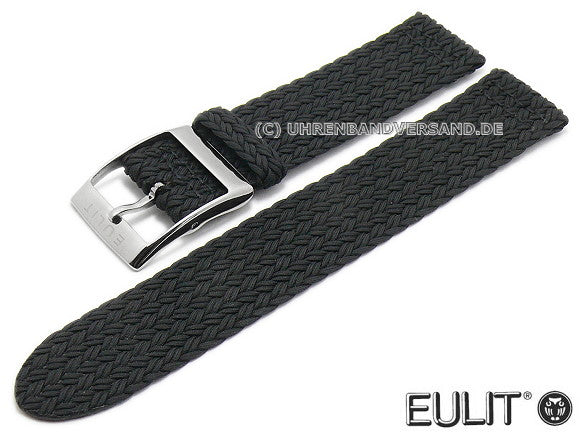 Uhrenarmband Palma Pacific 18mm schwarz Perlon/Textil flach modisch von EULIT (Schließenanstoß 18 mm)