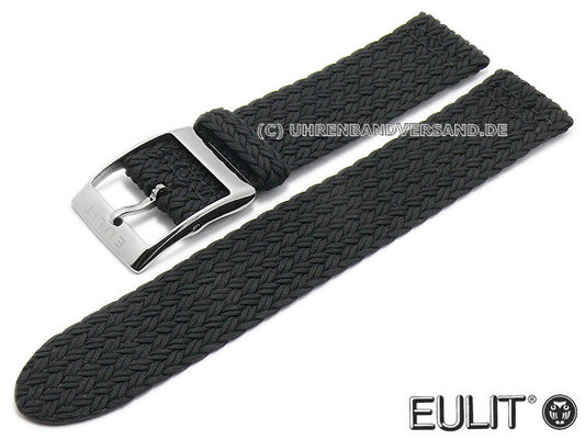 Uhrenarmband Palma Pacific 22mm schwarz Perlon/Textil flach modisch von EULIT (Schließenanstoß 22 mm)