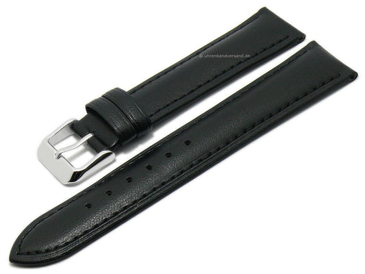Uhrenarmband Bozen 18mm schwarz VEGAN aus Apfel-Fasern mit Naht von BARINGTON (Schließenbreite 16 mm)