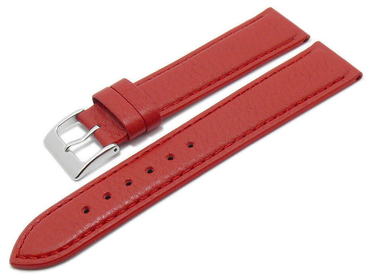 Uhrenarmband Country 20mm rot echt Leder genarbt abgenäht von EULIT (Schließenbreite 18 mm)