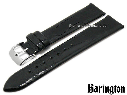 Uhrenarmband 19mm schwarz echt Straußen-Bein von BARINGTON (Schließenanstoß 16 mm)