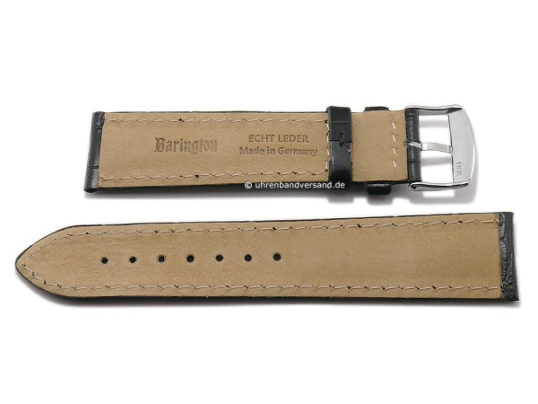 Uhrenarmband Kroko-Print 17mm mittelbraun Leder Kroko-Prägung abgenäht von BARINGTON (Schließenanstoß 16 mm)